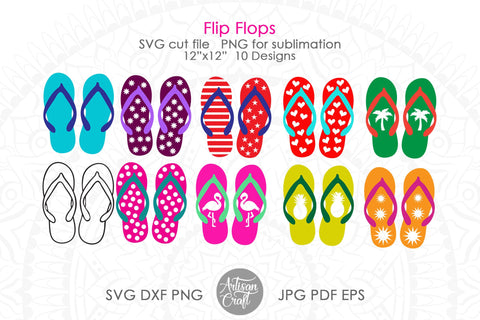 Flip flops SVG files, sublimation PNG SVG Artisan Craft SVG 