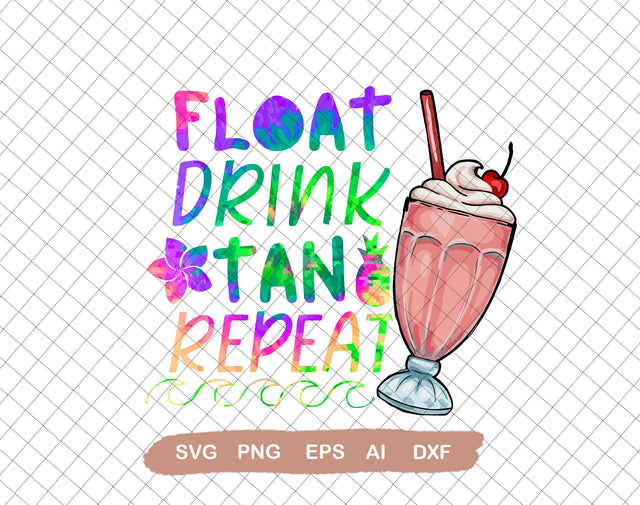 Float Drink And Tan Repeat Summer Sublimation Design, Float Drink svg, Leopard And Glitter Summer,Svg File for Cricut, Ai, Png, Dxf. Eps SVG DiamondDesign 