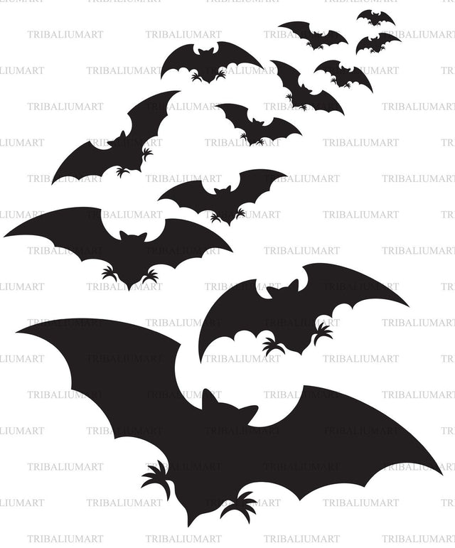 Flock of bats (Halloween background) SVG TribaliumArtSF 