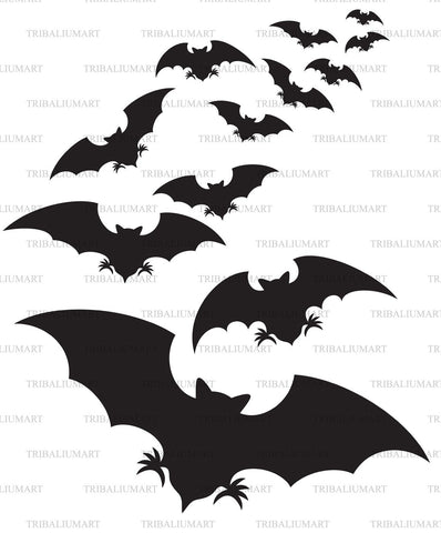 Flock of bats (Halloween background) SVG TribaliumArtSF 