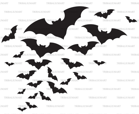 Flock of bats (Halloween background) SVG TribaliumArtSF 
