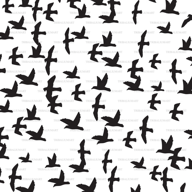 Flock of flying birds pattern background SVG TribaliumArtSF 
