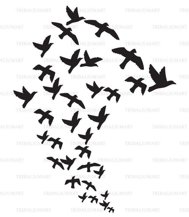 Flock of flying birds SVG TribaliumArtSF 