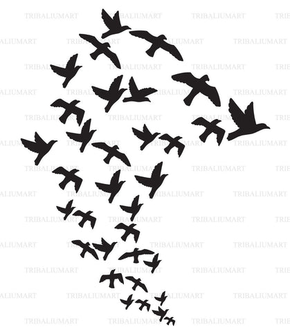 Flock of flying birds SVG TribaliumArtSF 