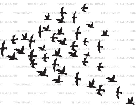 Flock of flying birds SVG TribaliumArtSF 