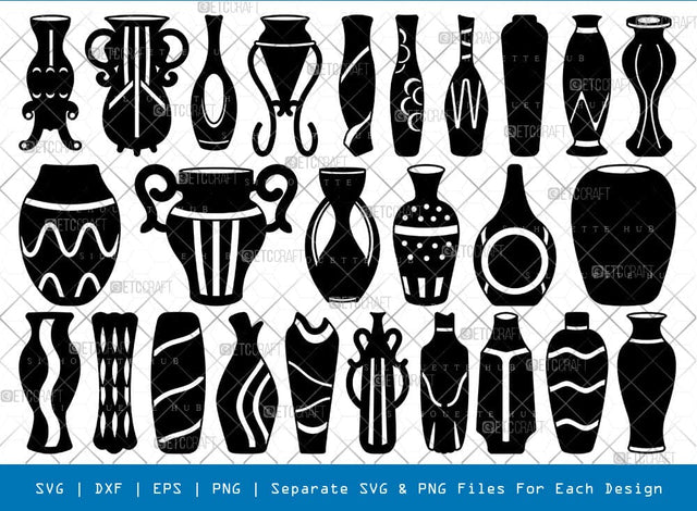 Floor Standing Vase Silhouette, Vase SVG, Ceramic Vase Svg, Pots Svg, Floor Standing Vase Bundle, SB00943 SVG ETC Craft 