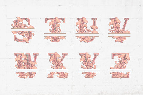 Floral 3D Layered Split Alphabets A to Z SVG SVG Slim Studio 