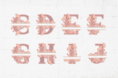 Floral 3D Layered Split Alphabets A to Z SVG SVG Slim Studio 