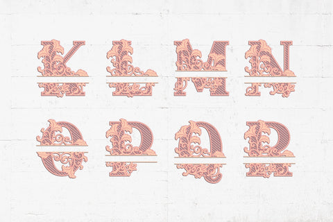 Floral 3D Layered Split Alphabets A to Z SVG SVG Slim Studio 