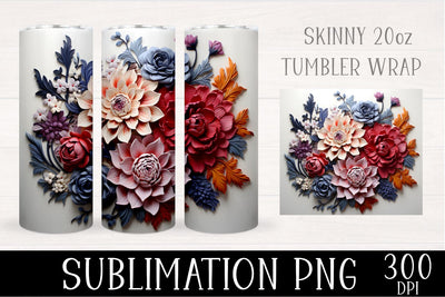 Floral 3D Tumbler Wrap Sublimation PNG Sublimation Ollive Studio 