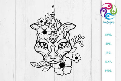Floral Abstract Cat SVG File SVG Sintegra 