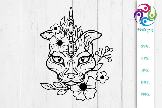 Floral Abstract Cat SVG File SVG Sintegra 