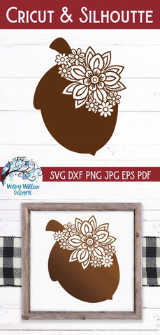 Floral Acorn SVG SVG Wispy Willow Designs 