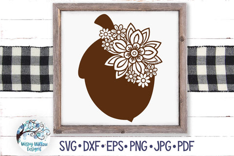 Floral Acorn SVG SVG Wispy Willow Designs 