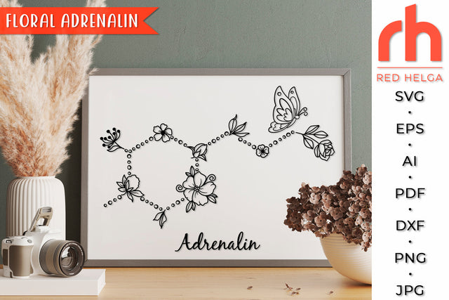 Floral Adrenalin SVG - Flower Molecule Cut File SVG RedHelgaArt 