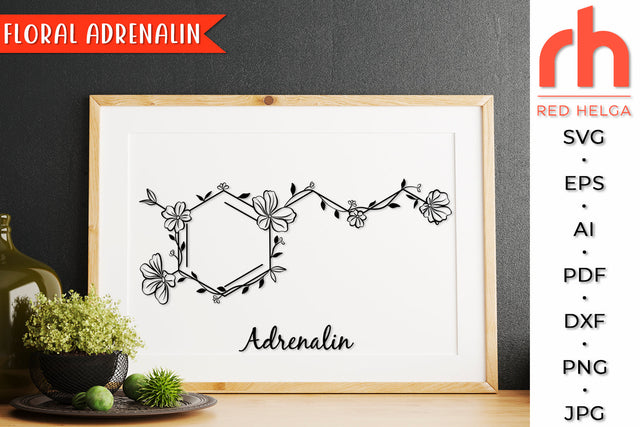 Floral Adrenalin SVG - Flower Molecule Cut File SVG RedHelgaArt 
