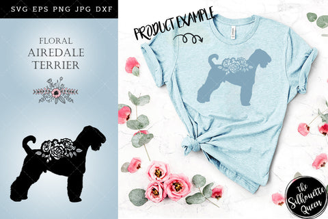Floral Airedale Terrier Dog svg file for cricut, for silhouette, cut eps, cutting png, cuttable dxf, Instant Download design SVG Loveleen Kaur 
