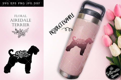 Floral Airedale Terrier Dog svg file for cricut, for silhouette, cut eps, cutting png, cuttable dxf, Instant Download design SVG Loveleen Kaur 