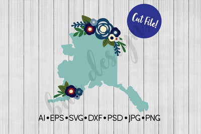 Floral Alaska SVG SVG BNRDesignShop 