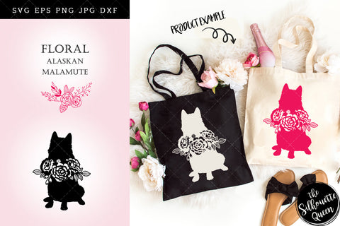 Floral Alaskan Malamute Dog svg file for cricut, for silhouette, cut eps, cutting png, cuttable dxf, Instant Download design SVG Loveleen Kaur 