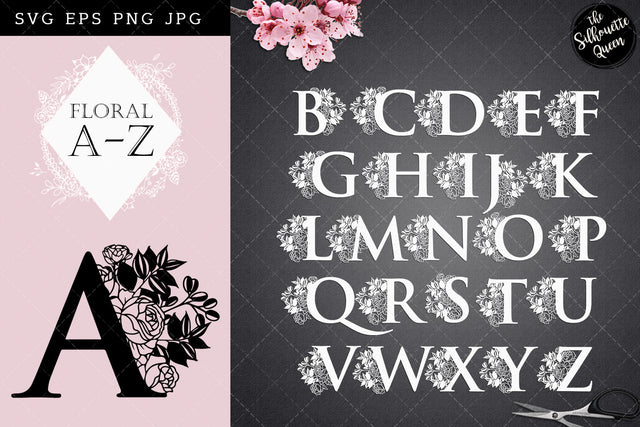 Floral Alphabet a-z svg, alphabet clipart, floral letters svg font, cut files for cricut, cut files for cricut SVG Loveleen Kaur 