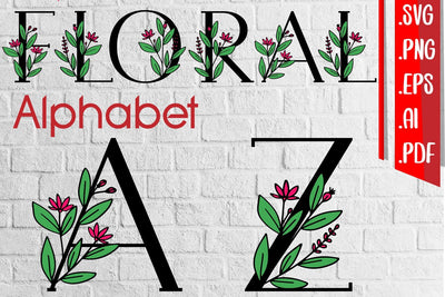 Floral Alphabet A-Z svg eps ai png SVG zafrans studio 