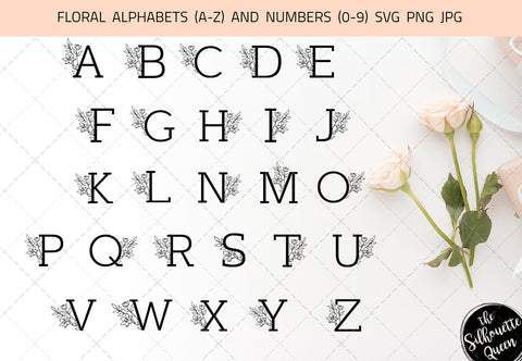 Floral alphabet a-z svg, floral number 1-9 svg, alphabet clipart, letters svg font, cut files for cricut, cut files for cricut SVG Loveleen Kaur 