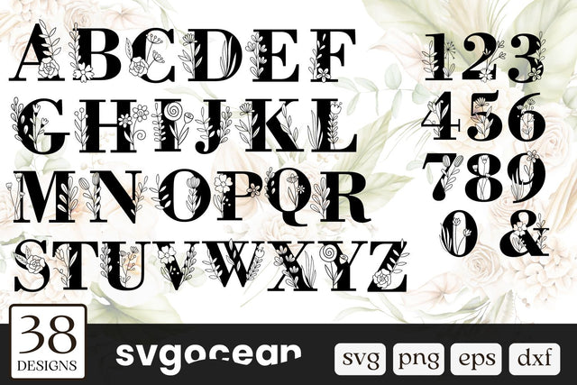 Floral Alphabet Letters and Numbers SVG SvgOcean 