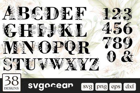 Floral Alphabet Letters and Numbers SVG SvgOcean 