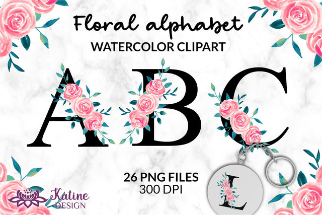Floral alphabet sublimation monogram letters clipart png floral letters flower alphabet, alphabet clipart letters clipart, monogram alphabet, floral font, alphabet letters, watercolor letters, printable alphabet, wedding letters, letters with flowers Sublimation KatineDesign 