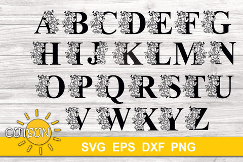 Floral Alphabet SVG 26 letters | Monogram SVG |2| SVG CutsunSVG 