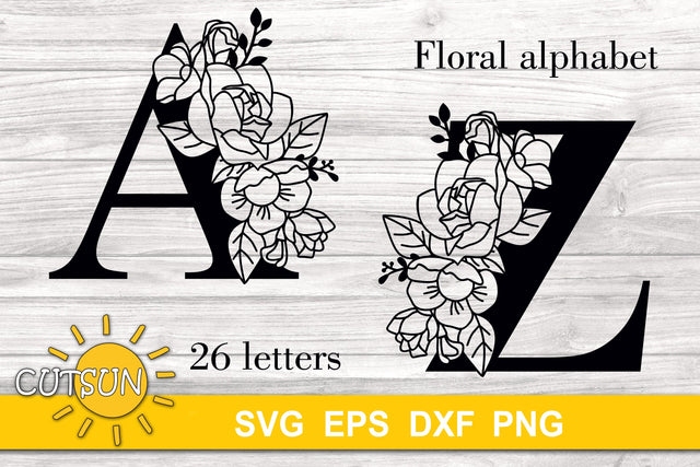 Floral Alphabet SVG 26 letters | Monogram SVG |2| SVG CutsunSVG 