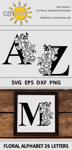 Floral Alphabet SVG 26 letters, Monogram SVG, 2