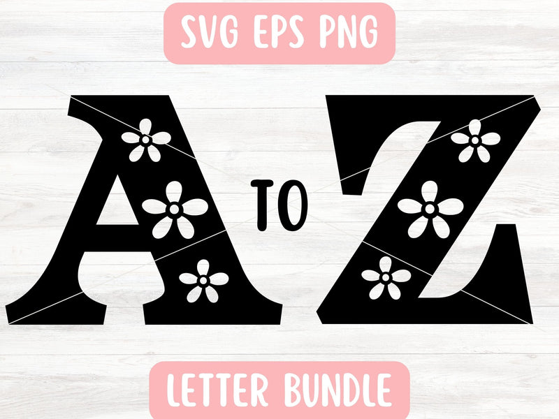 Floral Alphabet SVG Bundle for Cricut or Silhouette SVG Apple Grove Designs 