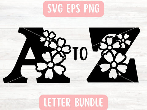 Floral Alphabet SVG Bundle for Cricut or Silhouette SVG Apple Grove Designs 