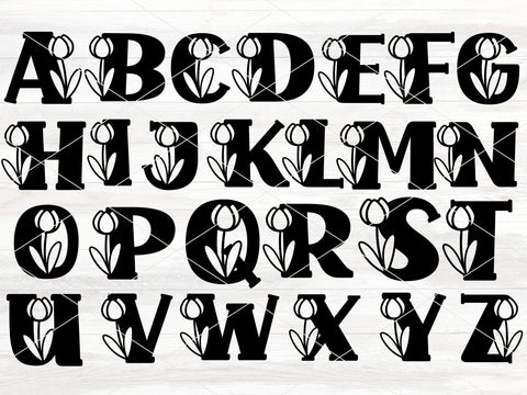 Floral Alphabet SVG Bundle for Cricut or Silhouette SVG Apple Grove Designs 