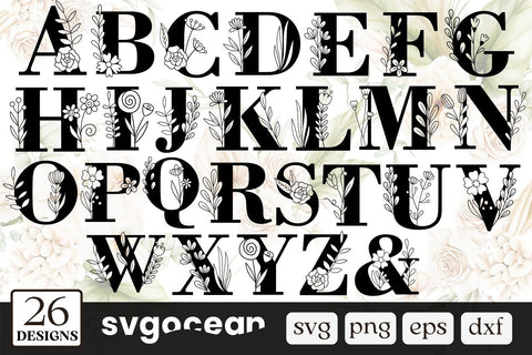 Floral Alphabet SVG Bundle SVG SvgOcean 