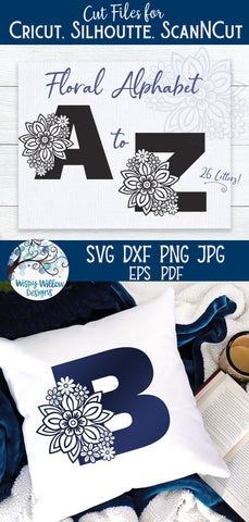Floral Alphabet SVG Bundle SVG Wispy Willow Designs 