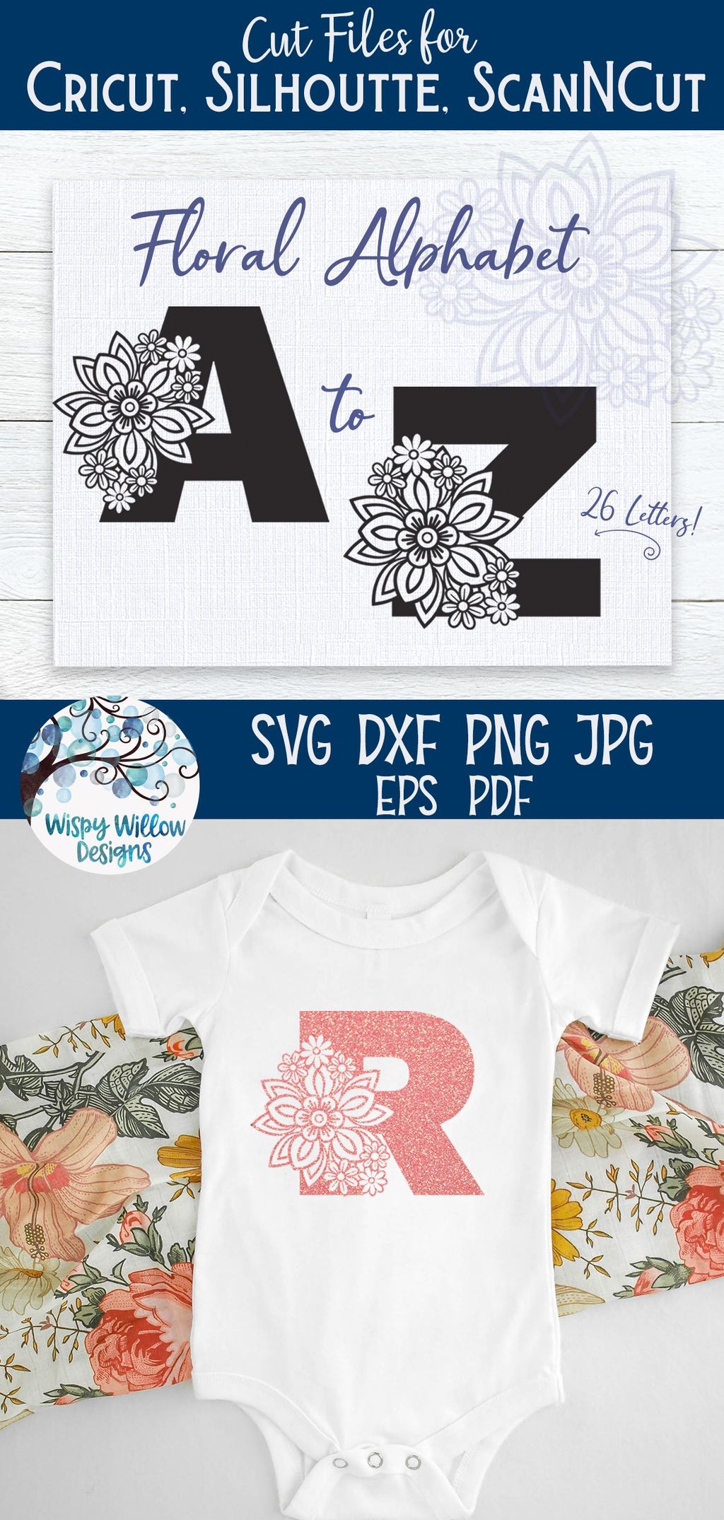 Floral Alphabet SVG Bundle - So Fontsy