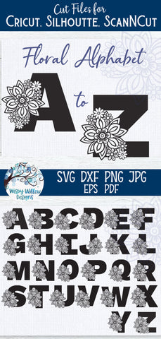 Floral Alphabet SVG Bundle SVG Wispy Willow Designs 
