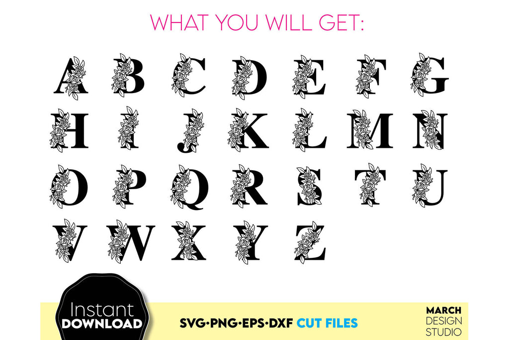 Floral Alphabet SVG | Flower Monogram SVG | Floral Letters SVG | Floral ...