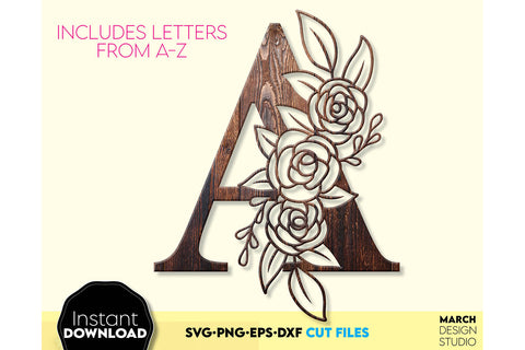 Floral Alphabet SVG | Flower Monogram SVG | Floral Letters SVG | Floral Monogram svg | Letters Bundle svg | Alphabet svg | svg Letters | png SVG March Design Studio 