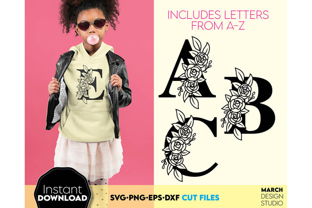 Floral Alphabet SVG | Flower Monogram SVG | Floral Letters SVG | Floral Monogram svg | Letters Bundle svg | Alphabet svg | svg Letters | png SVG March Design Studio 