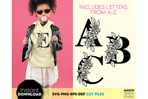 Floral Alphabet SVG | Flower Monogram SVG | Floral Letters SVG | Floral Monogram svg | Letters Bundle svg | Alphabet svg | svg Letters | png SVG March Design Studio 