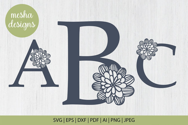 Floral Alphabet Svg Monogram set A to Z SVG DIYCUTTINGFILES 