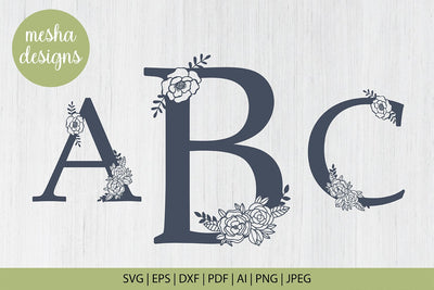 Floral Alphabet Svg Monogram set A to Z SVG DIYCUTTINGFILES 