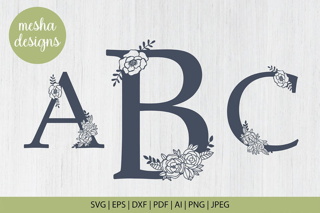 Floral Alphabet Svg Monogram set A to Z SVG DIYCUTTINGFILES 
