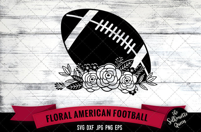 Floral American football Ball Vector Silhouette File SVG Loveleen Kaur 