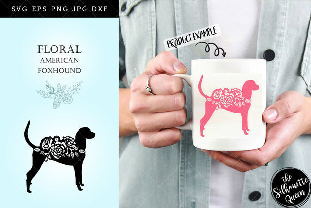 Floral American Foxhound Dog svg file for cricut, for silhouette, cut eps, cutting png, cuttable dxf, Instant Download design SVG Loveleen Kaur 