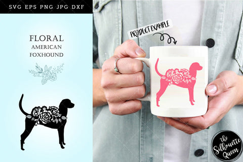 Floral American Foxhound Dog svg file for cricut, for silhouette, cut eps, cutting png, cuttable dxf, Instant Download design SVG Loveleen Kaur 